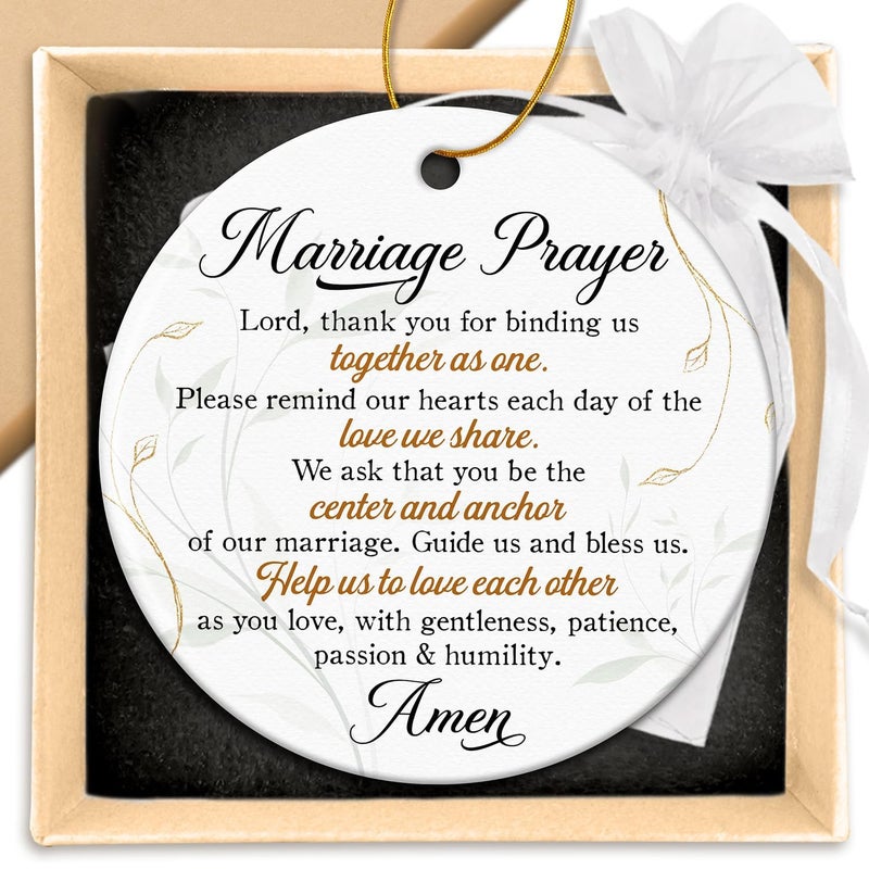 ZAGKOO Christian Wedding Gifts for Couple 2025 - Marriage Prayer Religious Wedding Gift for Newlyweds, Married Couples Anniversary, Bride, Groom - Mr & Mrs Decor, Bridal Shower Gift - Ceramic Ornament - Image 1