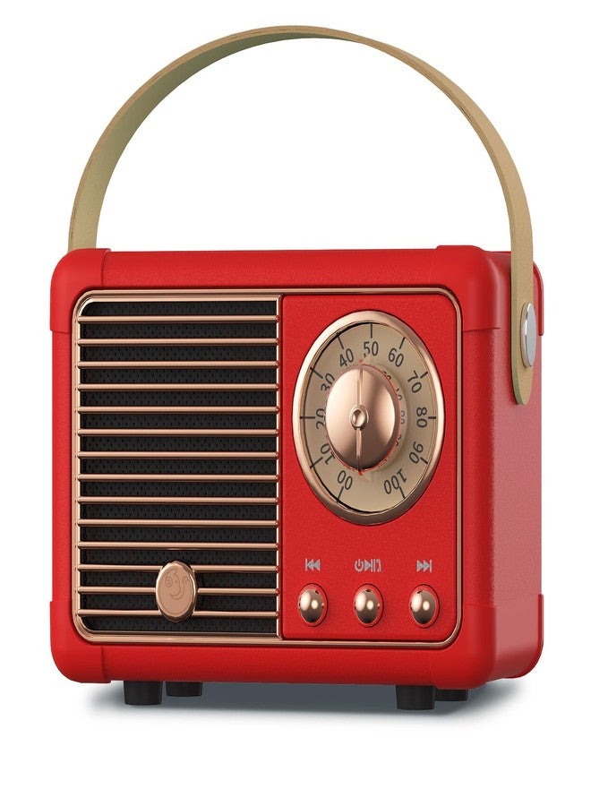PRUNUS J-999 Retro Bluetooth Speaker,Vintage Decor,Mini Wireless Bluetooth Speaker,Cute Old Fashion Style Support USB/TF Card/AUX for Kitchen Desk Bedroom Office Party Outdoor(Red) - Image 1