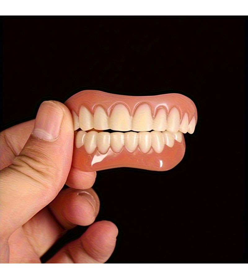 2pcs Snap On Cosmetic Teeth Veneers Upper And Lower For Beautiful Smile - Image 1