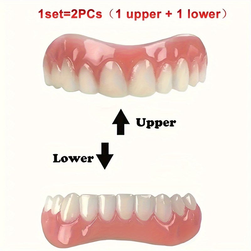 2pcs Snap On Cosmetic Teeth Veneers Upper And Lower For Beautiful Smile - Image 5