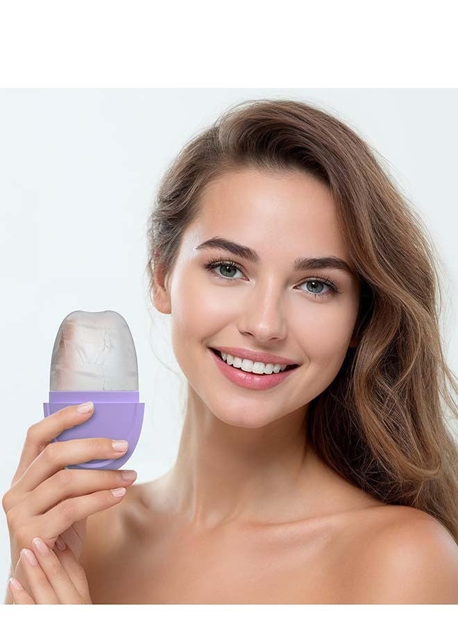 KHAJUL Elliptic Simplicity Shape Ice Roller For Face, Beauty Facial Massage, Glow Cube For Face（Purple）  - Image 3