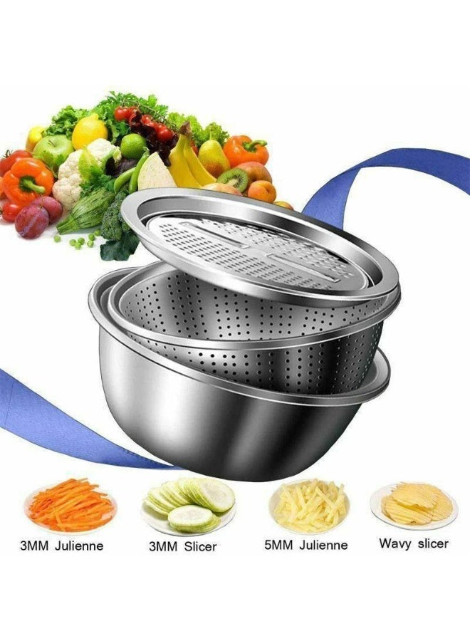 NAMA Stainless steel strainer, grater and dough hook set - Image 1