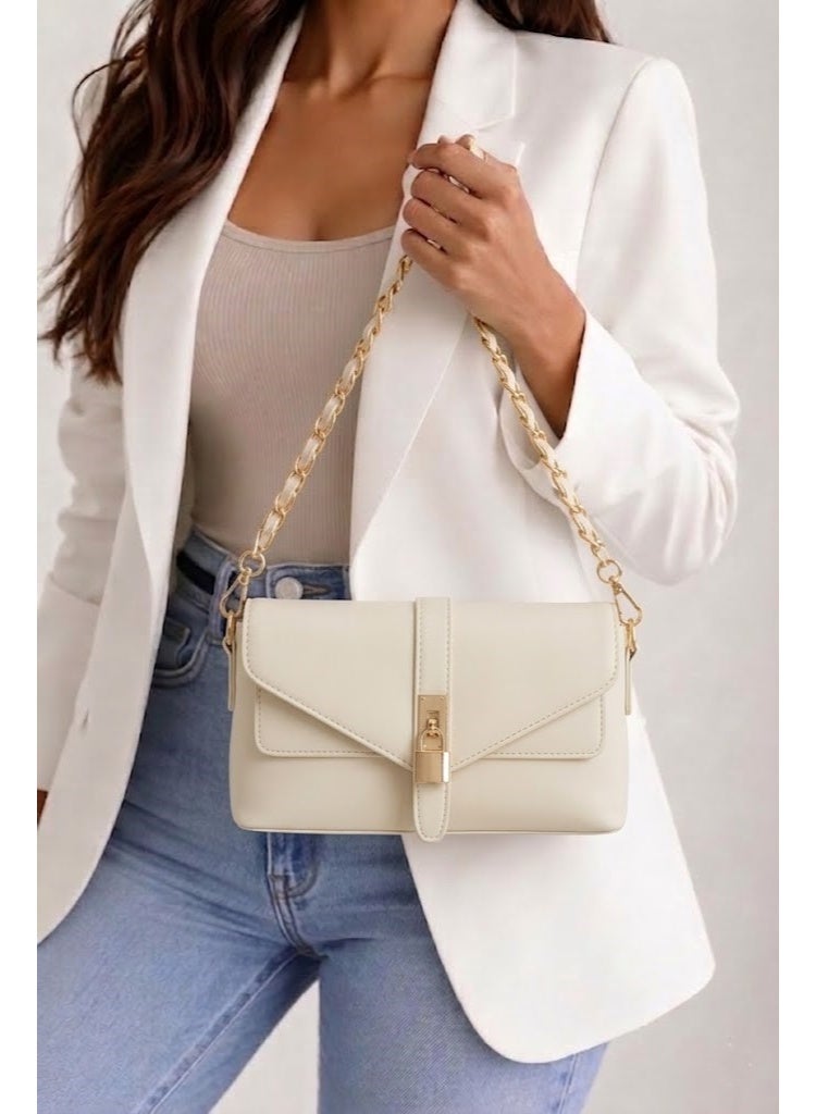 لايف ستيلاش  حقيبة كروس جلد انيقة - بيج ZC-17 - Image 2