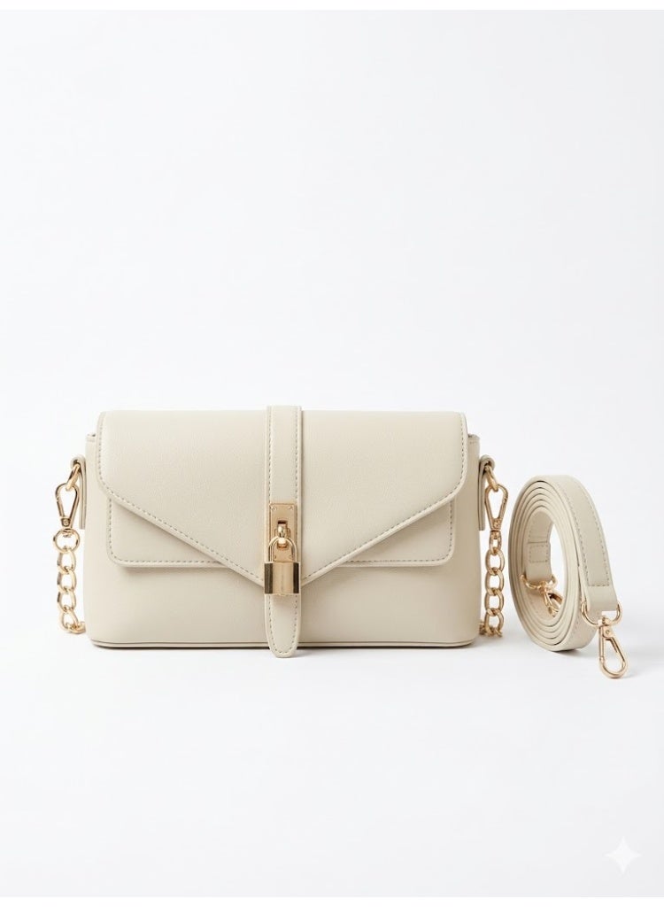 لايف ستيلاش  حقيبة كروس جلد انيقة - بيج ZC-17 - Image 3