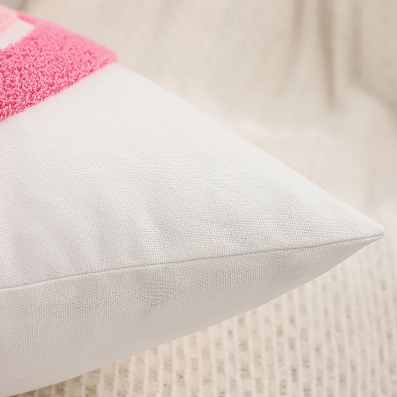 Vibrant Rainbow Heart Canvas Pillow Cover 18x18 Love Pink Geometric Zip - Image 5