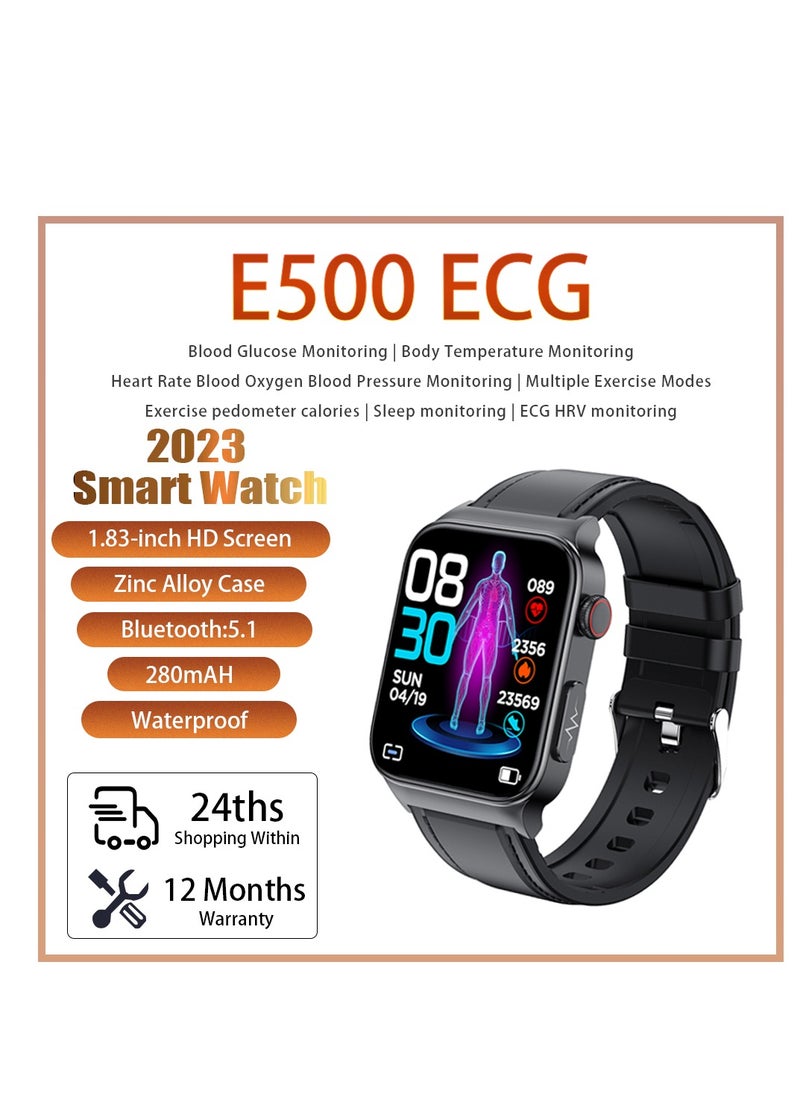 AROAQ - Smart Watch, Fitness Tracker With Heart Rate Monitor, Black Silicon ECG Multifunctional Smart Watch, Waterproof Activity Tracker For Android And Ios Phones - Image 1