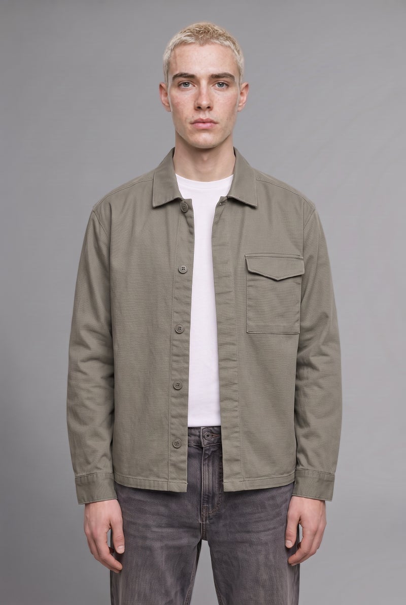 DeFacto Green Man Boxy Fit Long Sleeve Overshirt Casual - Image 1