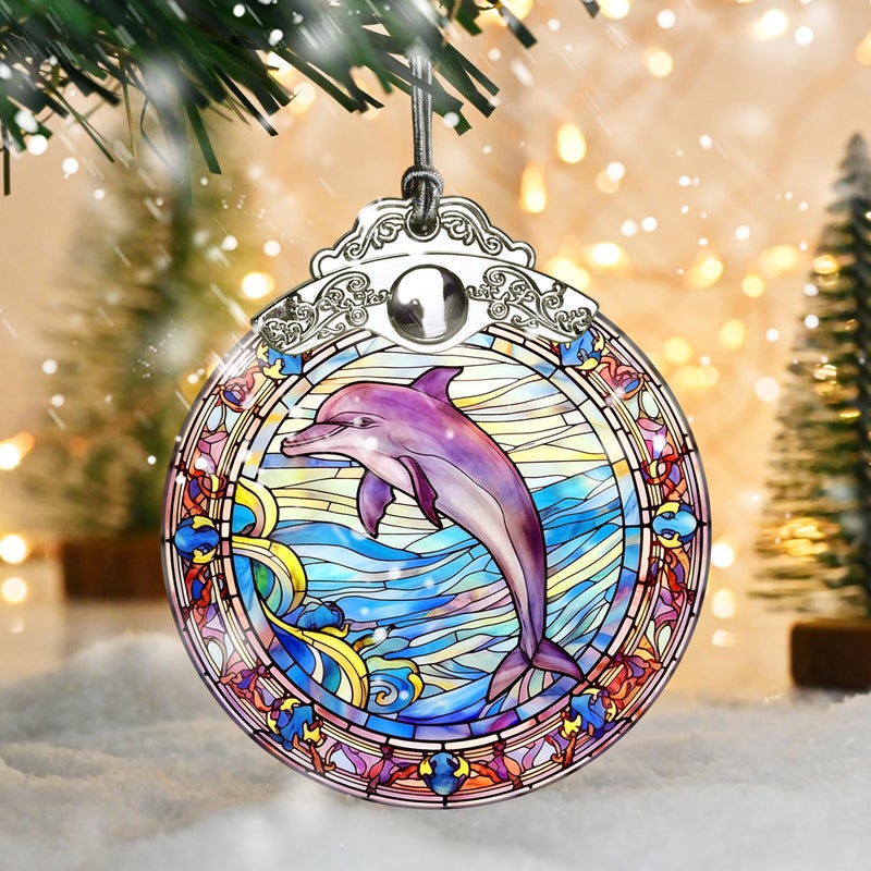 Jocidea دلفين عيد الميلاد زخرفة Jocidea dolphin الحلي لعيد الميلاد شجرة Dolphin عيد الميلاد ديكور Dolphin العشاق Dolphin هدايا - Image 5
