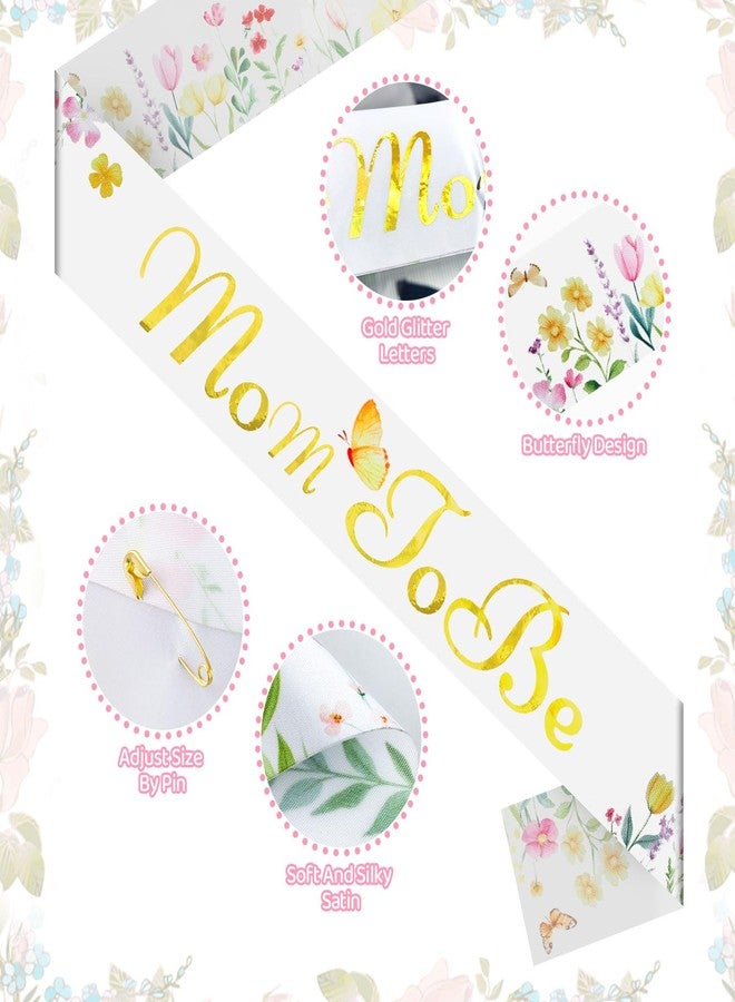 rolyta Wildflower Mom to Be Sash Set with Flower Headband and Pins for Mom and Dad, Baby in Bloom Mommy to Be Sash for Baby Shower Gender Reveal Party Favors, Pregnancy Photo Props - Image 3