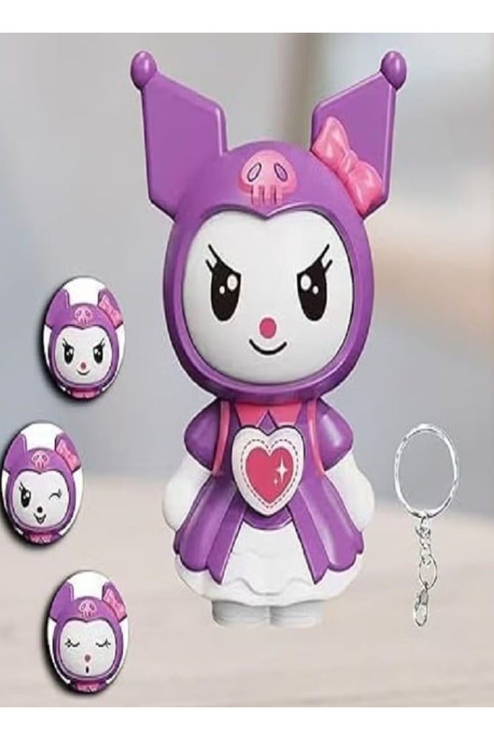 Face Changing Kuromi Doll Key Holder Cartoon Character Keychain - Image 1