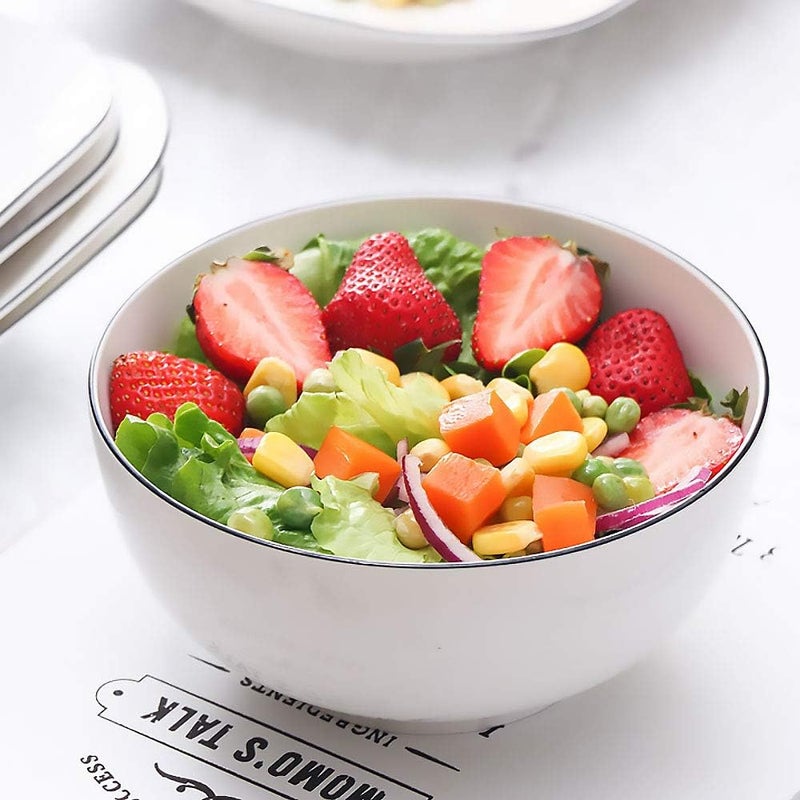 Hesen 40 Ounce Large Soup Bowls Large Cereal Bowls Large Pho Bowls Durable Porcelain Rimmed OffWhite Bowls Set of 4 7 Inch - Image 5