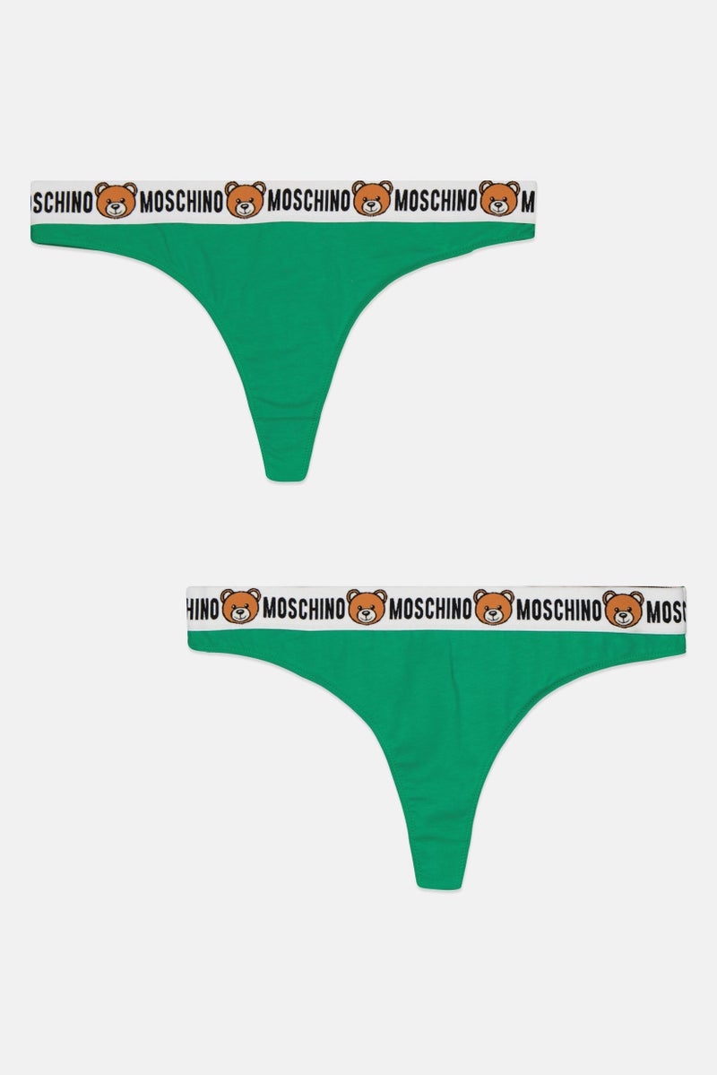 MOSCHINO Women 2 Pieces Brand Logo Panty, Green  - Image 1