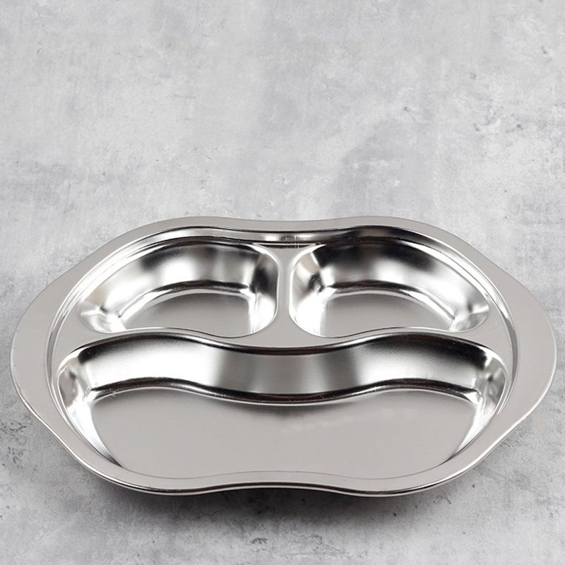 🍳 طبق طعام مقسم من الستانلس ستيل للاستخدام المنزلي 25x18 سم لتقديم الطعام - Image 4
