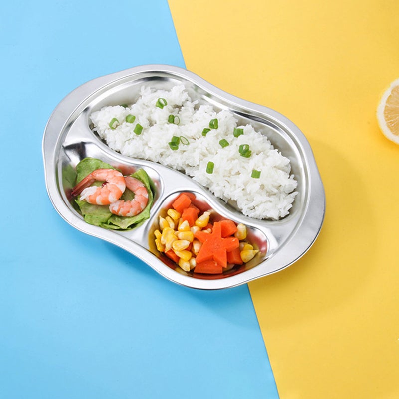 🍳 طبق طعام مقسم من الستانلس ستيل للاستخدام المنزلي 25x18 سم لتقديم الطعام - Image 2