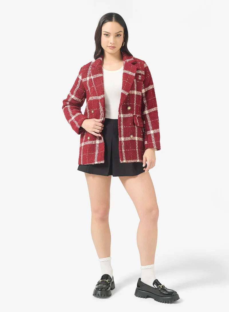 جينجر معطف صوف طويل كاروهات