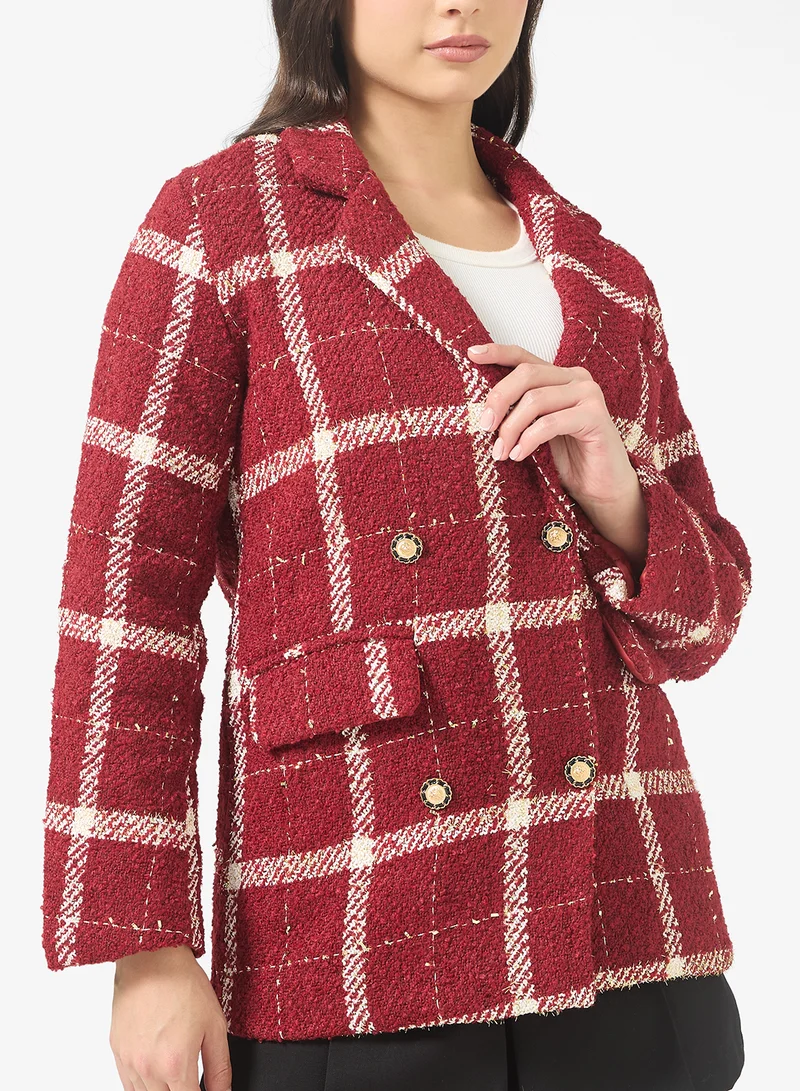 جينجر معطف صوف طويل كاروهات