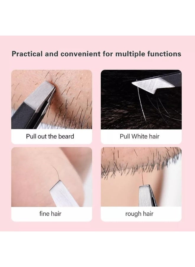Stainless Steel Slant Tip Tweezers, Precision Eyebrow Tweezers for Facial Hair, Ingrown Hair & Brow Shaping - Image 3