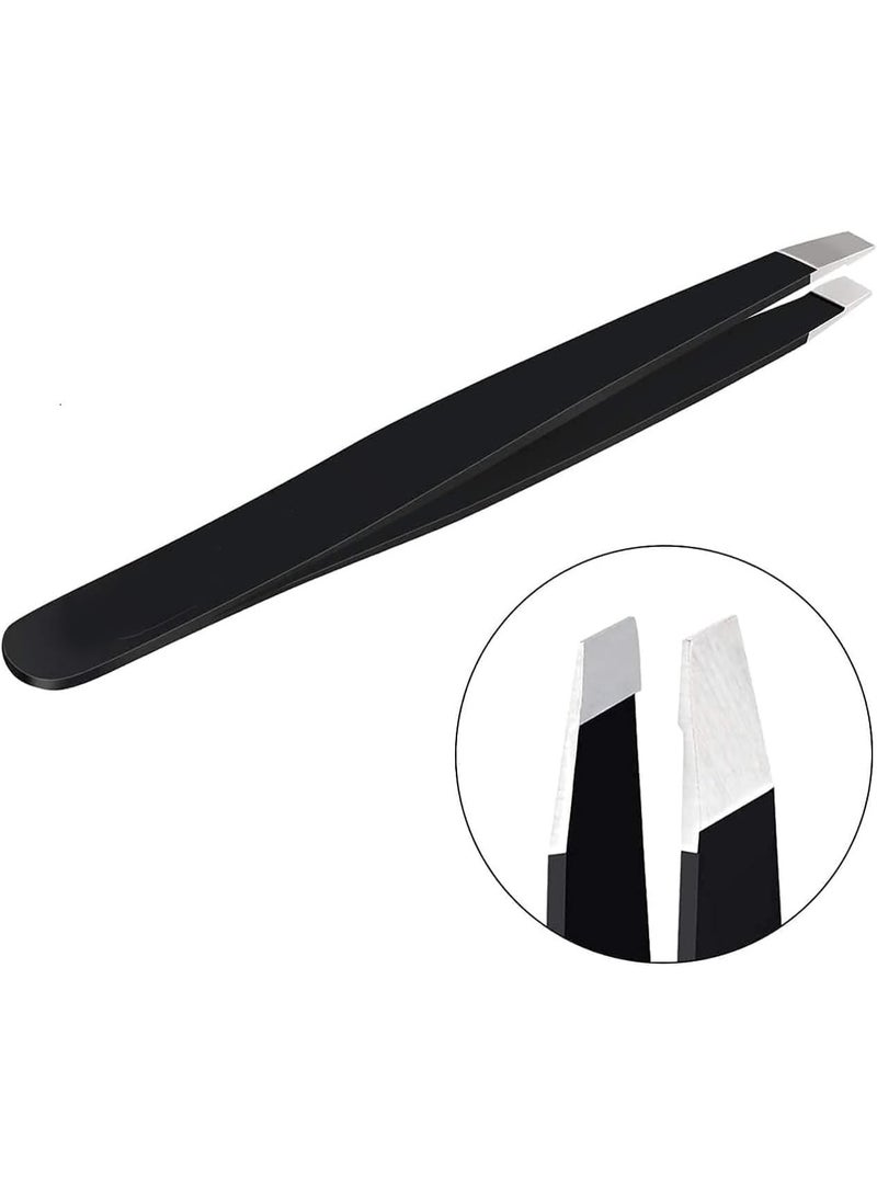 Stainless Steel Slant Tip Tweezers, Precision Eyebrow Tweezers for Facial Hair, Ingrown Hair & Brow Shaping - Image 2