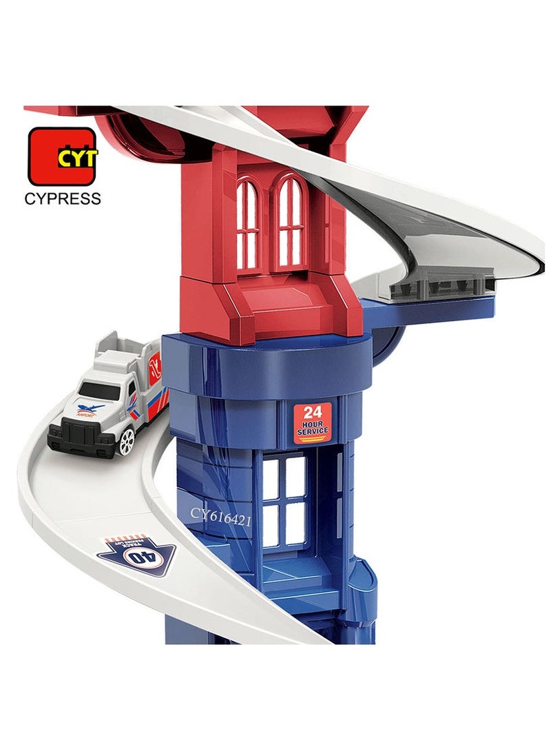 Cypresshop New Arrival Kids Assembled Airport Parking Lot Toy Amazing Car Parking Slide Track Toys with 4 Cars for Kids  - Image 3