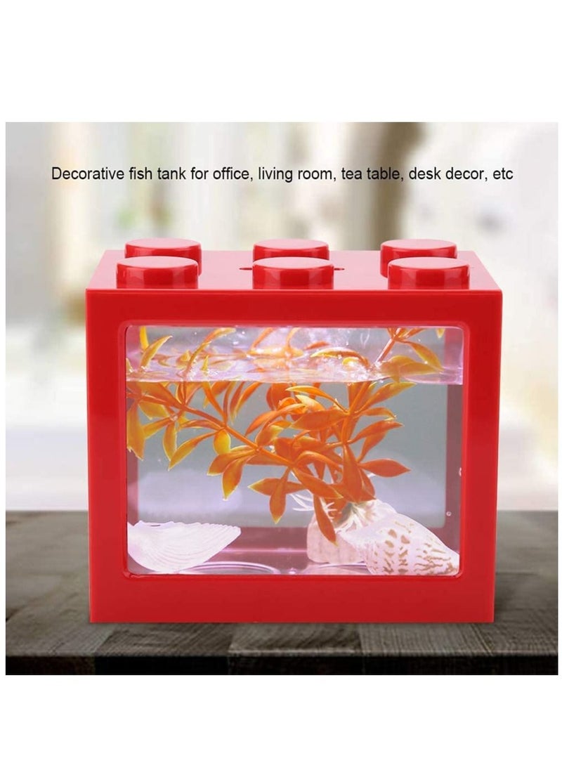 مجموعة مكعبات بناء صغيرة إبداعية بمنفذ USB بحجم 16 × 10.5 × 14 سم مع إضاءة LED للسلحفاة والزواحف والروبيان والطحالب والسرطان والحشرات باللون الأحمر