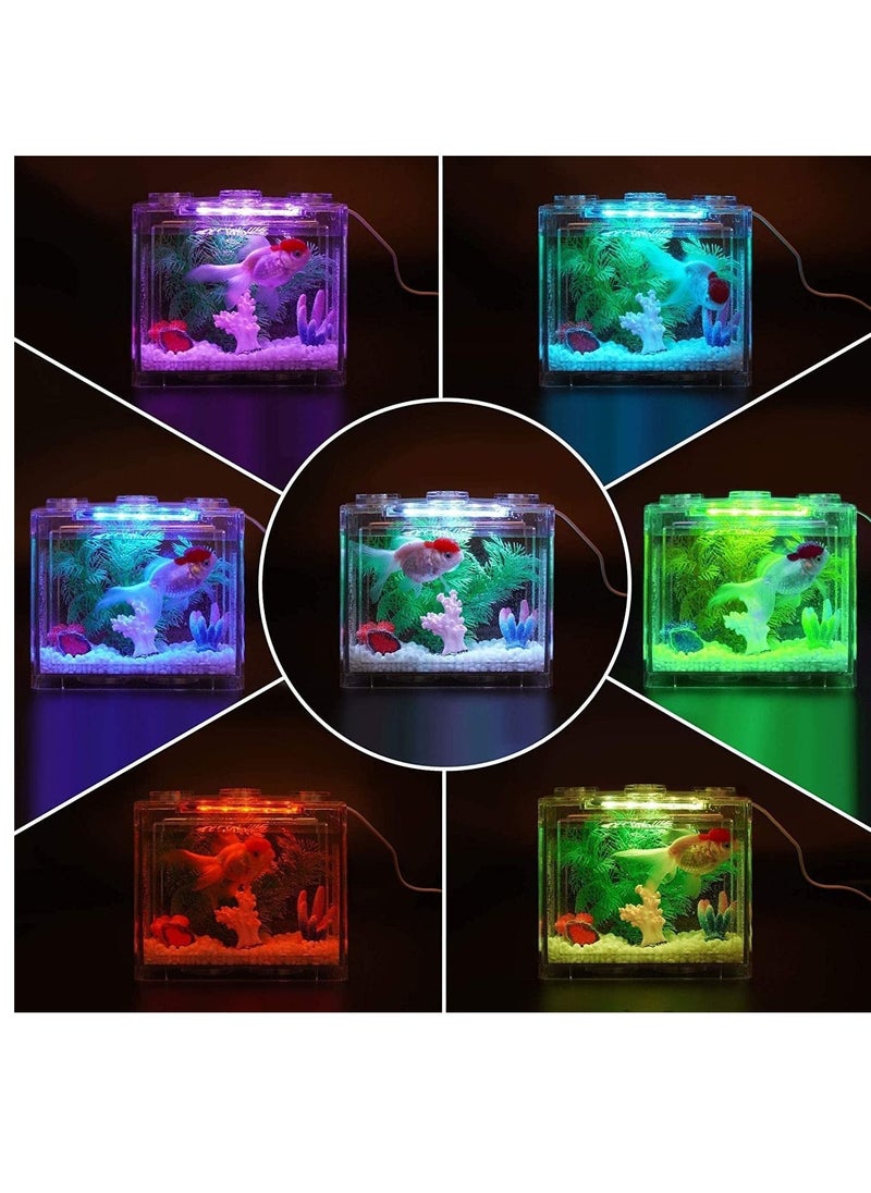 مجموعة مكعبات بناء صغيرة إبداعية بمنفذ USB بحجم 16 × 10.5 × 14 سم مع إضاءة LED للسلحفاة والزواحف والروبيان والطحالب والسرطان والحشرات باللون الأحمر