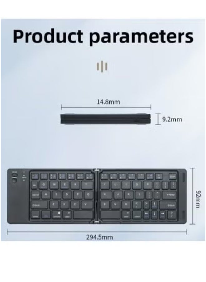 ELTRAZONE B028 Two-Fold Portable Mini Bluetooth Keyboard – Ultra-Slim Wireless Foldable Keypad with Silent Typing | Rechargeable Battery & Charging Indicator | Lightweight, Compact & Travel-Ready Keyboard for Android, iOS, and Windows Devices – Black Color  - Image 3