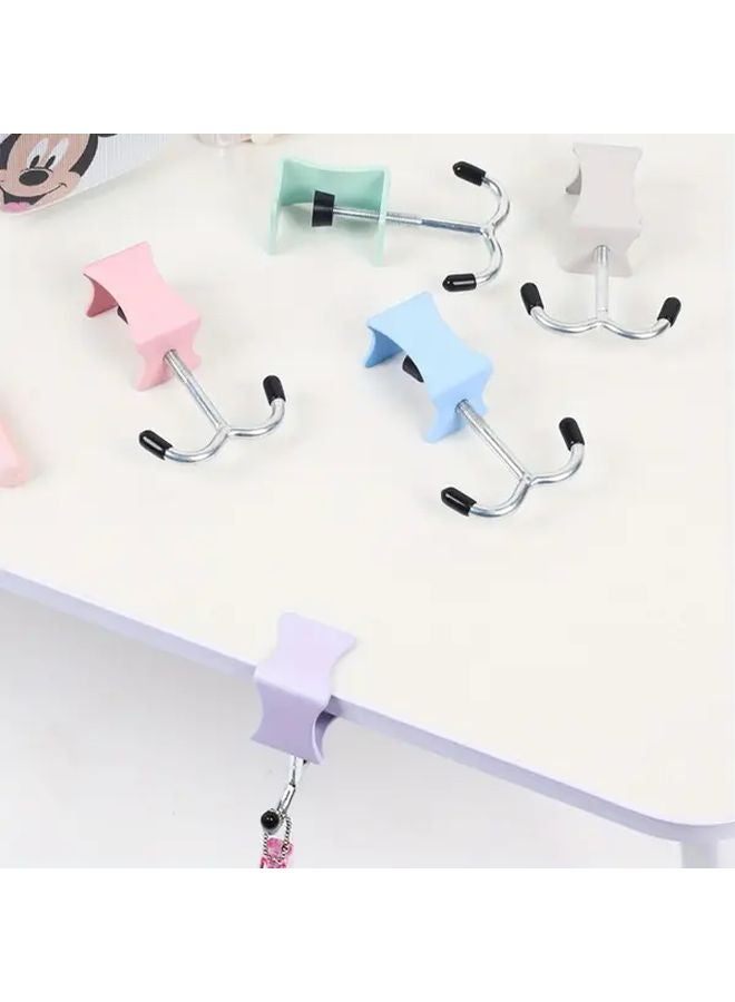 Purple No Drill Morandi Hook Organizer Under Desk Storage Rack For School Bags - Image 2