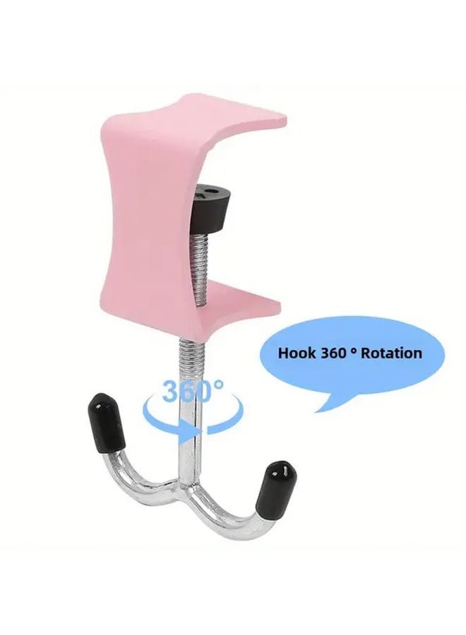 Purple No Drill Morandi Hook Organizer Under Desk Storage Rack For School Bags - Image 5