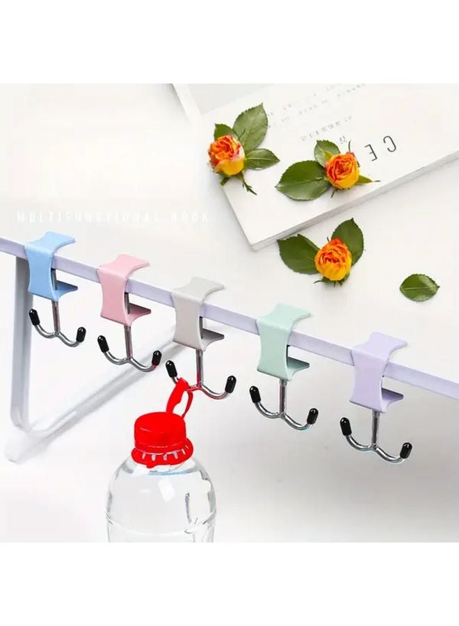 Purple No Drill Morandi Hook Organizer Under Desk Storage Rack For School Bags - Image 3