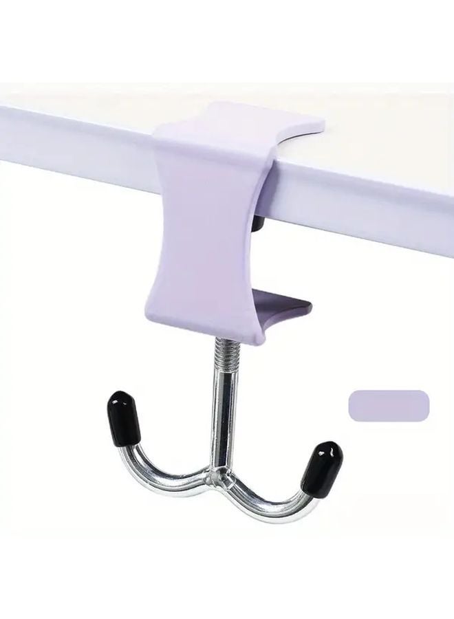 Purple No Drill Morandi Hook Organizer Under Desk Storage Rack For School Bags - Image 1