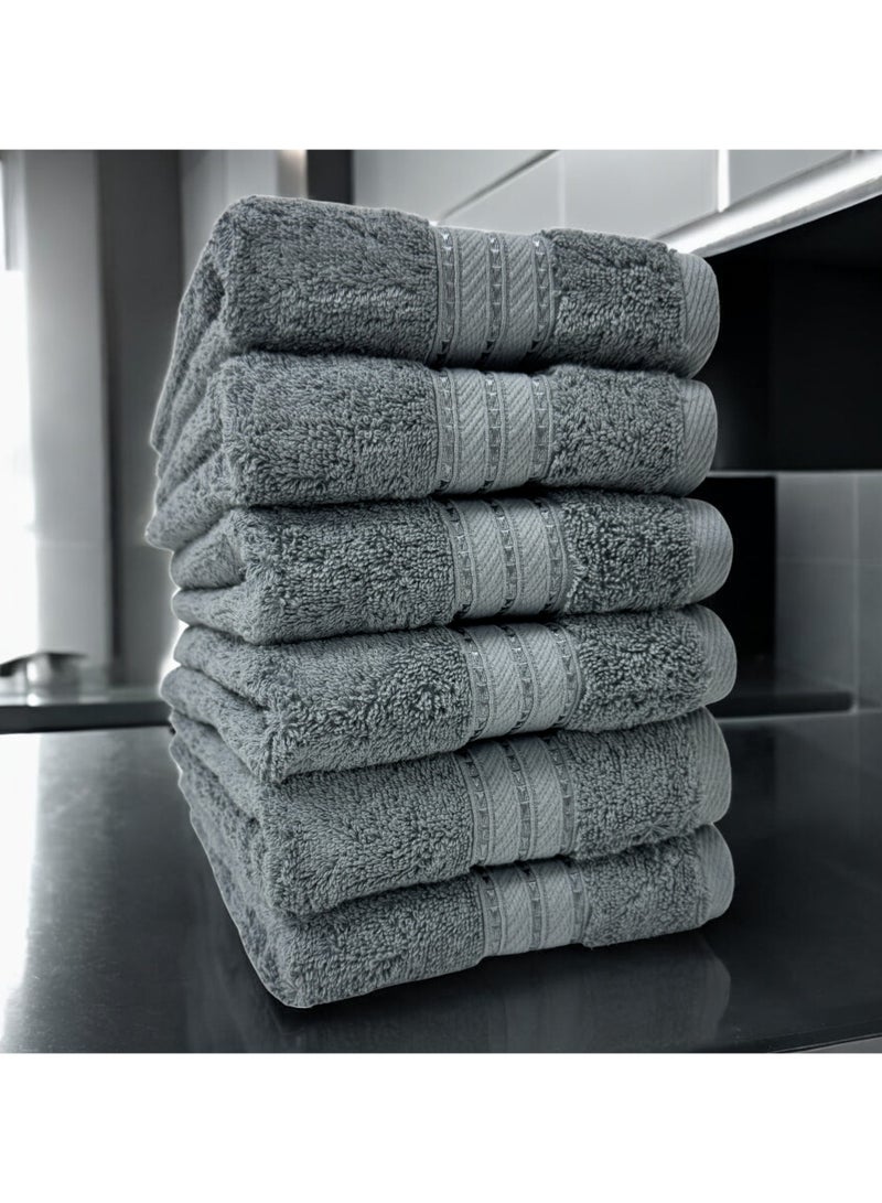 كاسينو Kassino Jumbo Hand Towel (6 Pack, 45x70 cm) - 580 GSM Large Hand Towels,100% Combed Cotton, Soft & Quick-Dry Towels, Highly Absorbent, Double Stitched Hotel Quality Towels | Monument - Image 2