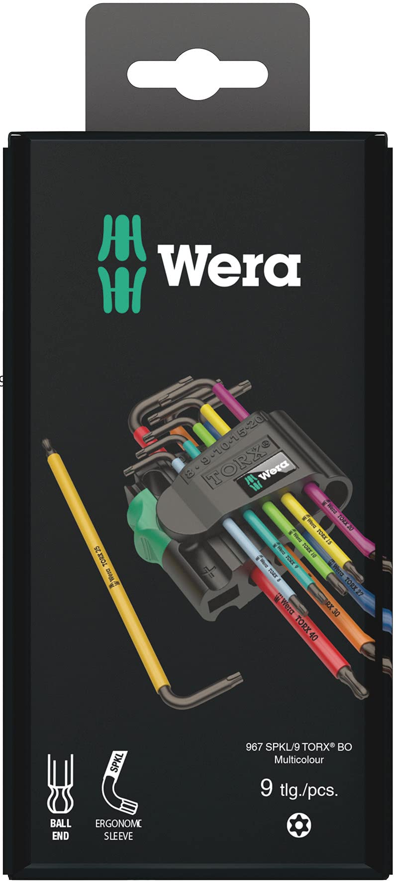Wera Tools 05073599001 967 SPKL/9 TX BO SB L-Key Set Tamper-Proof TORX Screws, One Size, Multi - Image 1