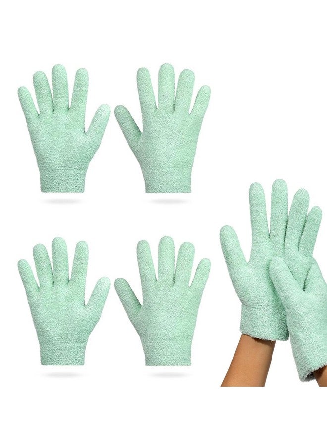 RONRONS 2 Pairs Cotton Gloves For Moisturizing Hands Overnight Bedtime Green Gloves Silicone Gel Moisturizing Hand Gloves For Dry Hands Women Men Sleep Moisturizer Gloves Spa Nighttime - Image 1