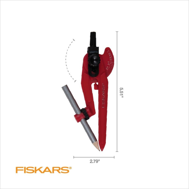 Fiskars Plastic Safety Point Compass Ages 8  Draw Perfect Circles up to 12in with Locking Mechanism  Includes Pencil  Color May Vary - Image 5