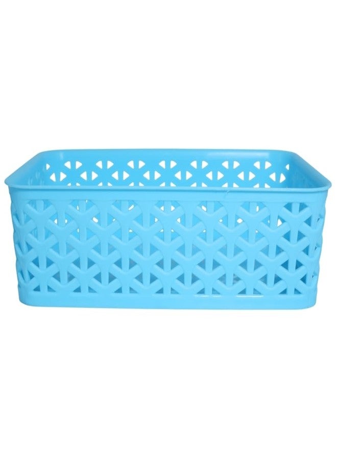 Morvi Libra-2 Multi-Purpose Plastic Storage Basket|Stackable Organizer Tokri For Home,Kitchen,Bathroom & Office|Ideal For Toys,Clothes,Cosmetics,Stationery|Set Of 2|Blue - Image 5