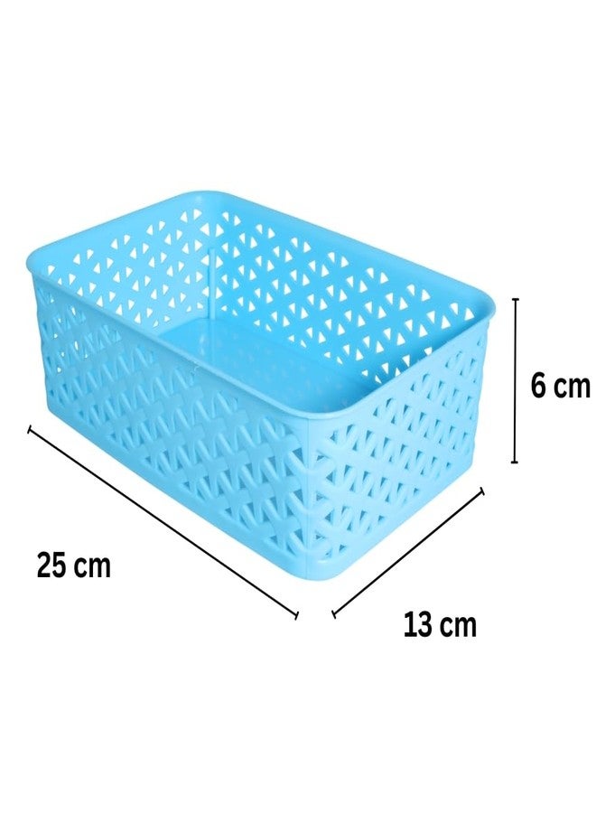 Morvi Libra-2 Multi-Purpose Plastic Storage Basket|Stackable Organizer Tokri For Home,Kitchen,Bathroom & Office|Ideal For Toys,Clothes,Cosmetics,Stationery|Set Of 2|Blue - Image 2