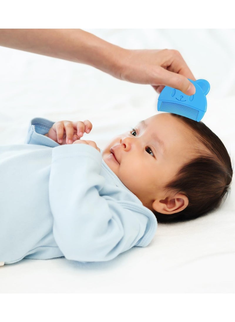 Beauenty 3 Pieces Baby Bath Brush, Baby Cradle Cap Brush, Silicone Massage Brush, Baby Comb, Children's Comb (Blue)  - Image 4