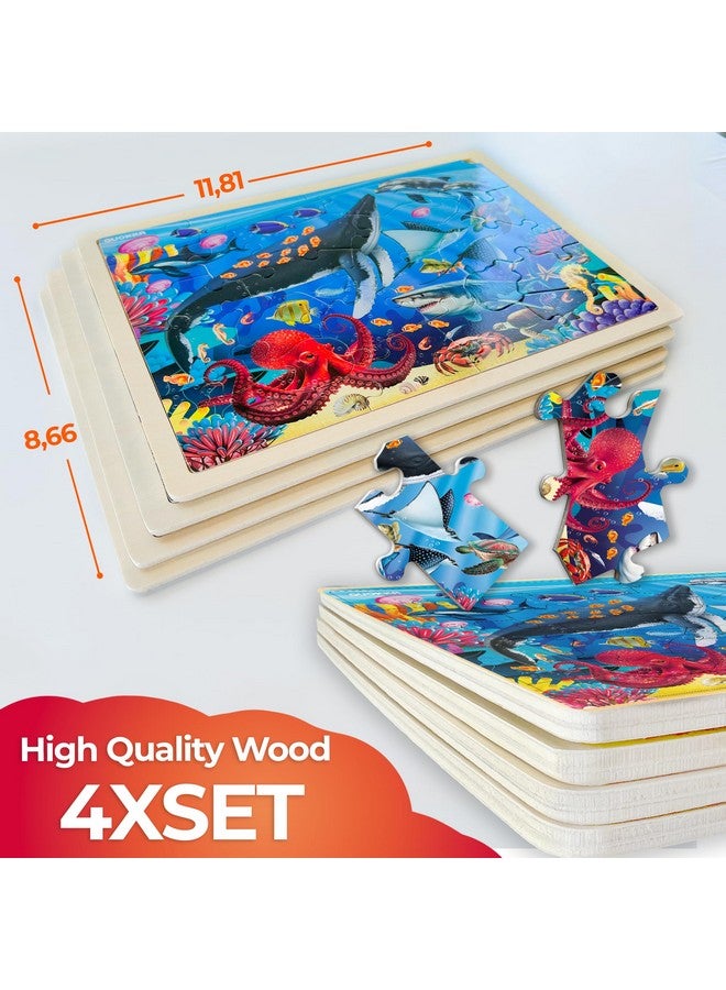quokka 4Set Puzzles For Kids Ages 4-6 - 48 Pcs Wooden Toddler Realistic Montessori Puzzles Ages 3-5 - Wild Animals Africa Ocean Farm Learning Games For Boys And Girls 4-8 Year Olds - Image 3