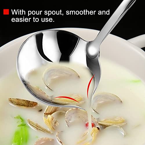 Hvanam Kitchen Soup Ladle 304 Stainless Steel Punch Metal Luminous Ladell Spoons With Pour Spout Gravy Ladles for Serving,Cooking,Canning,11.8 inch - Image 3
