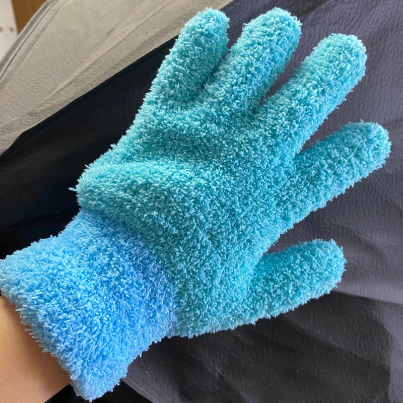 Hot-Sale Dust-Removing Gloves, Coral Fleece, Multicolor Splice light blue one 