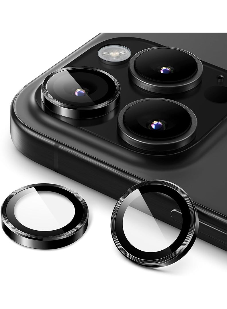 Theodor iPhone 16 Pro Max/ 16 Pro 3 Pcs Camera Lens Protector With 9H Tempered HD Glass Camera Cover Anti Scratch Aluminum Alloy Camera Ring, Black Titanium - Image 1