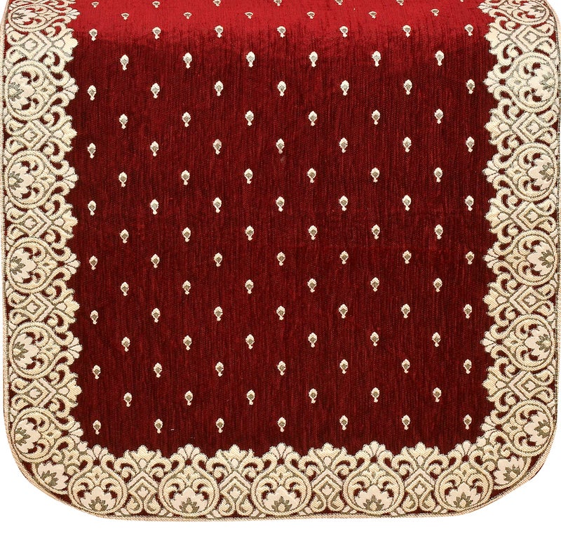 SAWNA HOMES Premium 5 Seater Printed Velvet Sofa Cover Set With Arm Covers & Cushion + Table Cover,3,1,1 Seater 16 Pieces Sofa Back Slip Panels,Premium Stylish Slip Cover Protector,Maroon (Pack Of 18) - Image 4