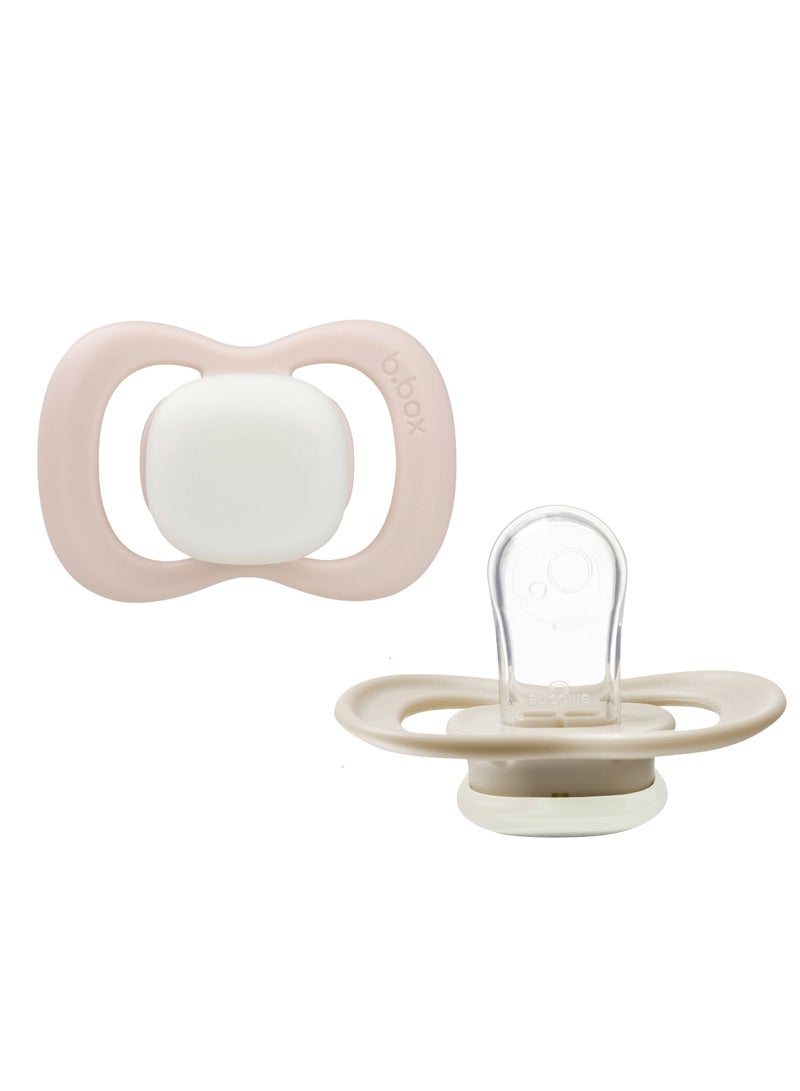 b.box لهاية سيليكون 2 حزمة مزدوجة - بلش/لاتيه، مهدئ تقويمي ناعم للمواليد، تصميم خفيف الوزن ومتين، 0م+ - Image 1