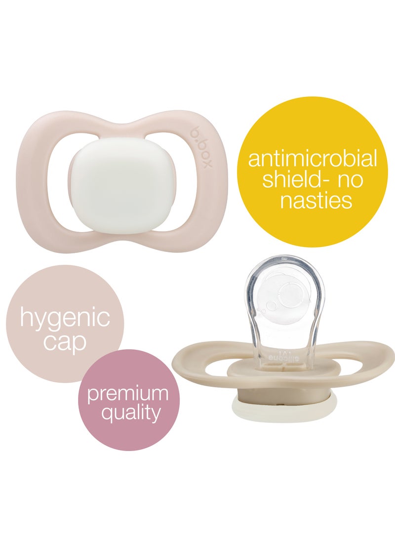 b.box لهاية سيليكون 2 حزمة مزدوجة - بلش/لاتيه، مهدئ تقويمي ناعم للمواليد، تصميم خفيف الوزن ومتين، 0م+ - Image 2