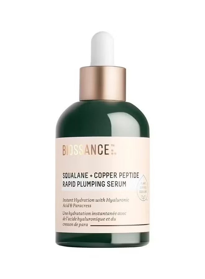BIOSSANCE Squalane + Copper Peptide Rapid Plumping Serum, Powerfully Hydrating Face Serum that Instantly Plumps and Firms with Collagen Boosting Copper Peptides, 50ml / 1.69 fl oz - Image 1