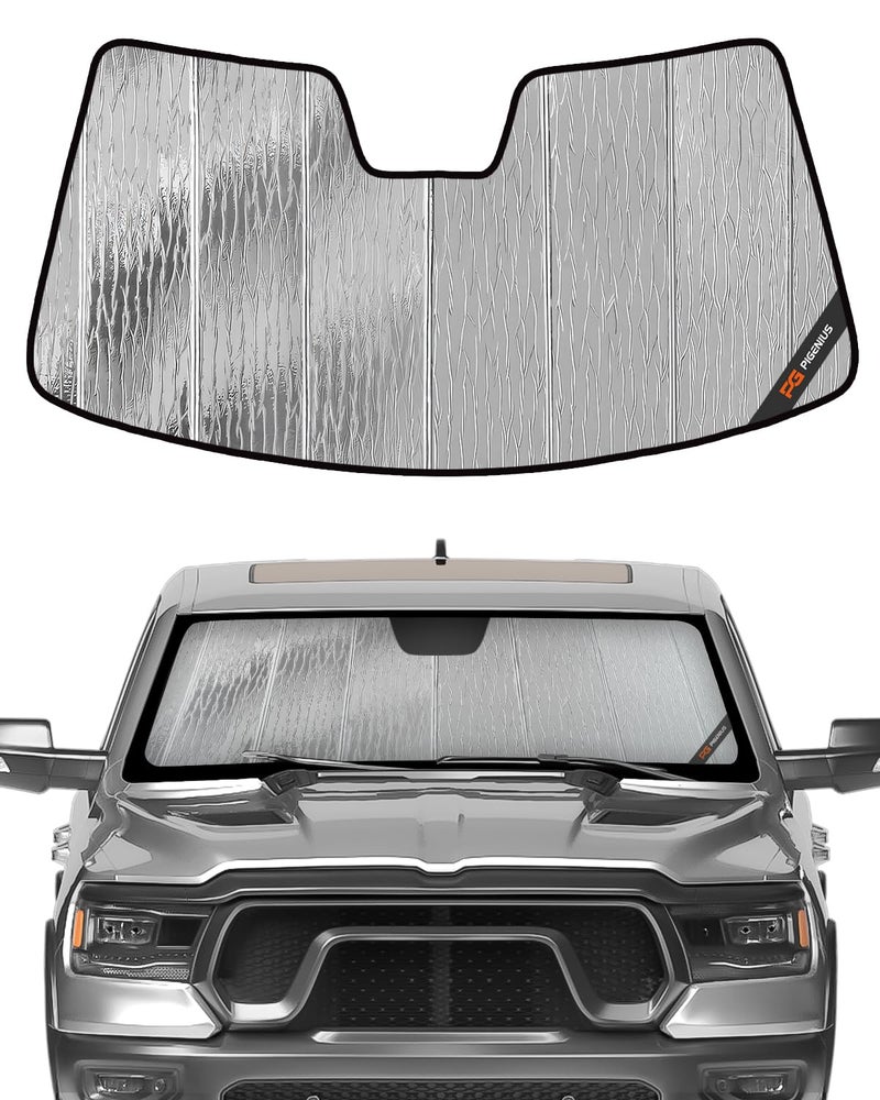 حاجب الشمس لزجاج السيارة Pigenius لرام 1500 2019-2025 مع مستشعر بعرض 10 بوصات AstraGuard