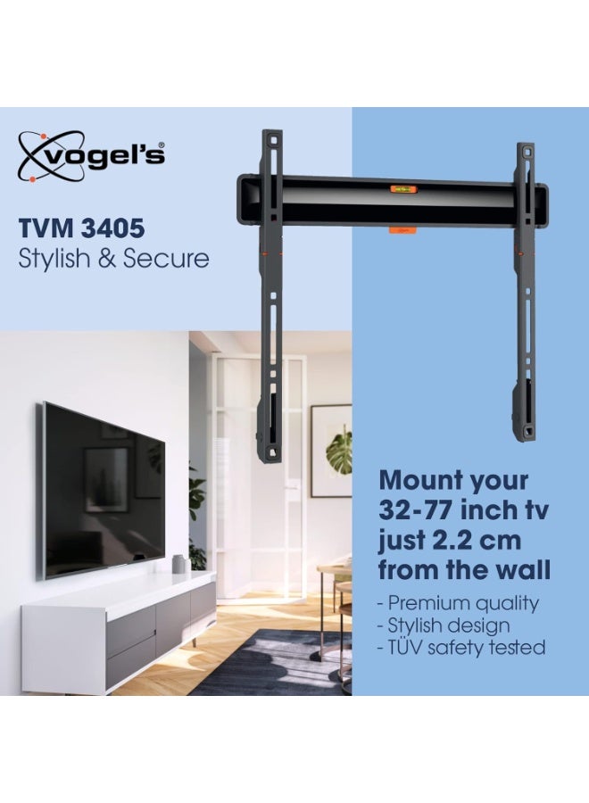Vogel's TVM 3405​ Fixed Flat TV Wall Mount Bracket for 32-77 Inch ​TVs, Holds Maximum 50 kg​ TVs, Maximum VESA 400 x 400​, Universal Compatibility​, Distance ​From​ The Wall Only 2.2 ​CM - Image 2