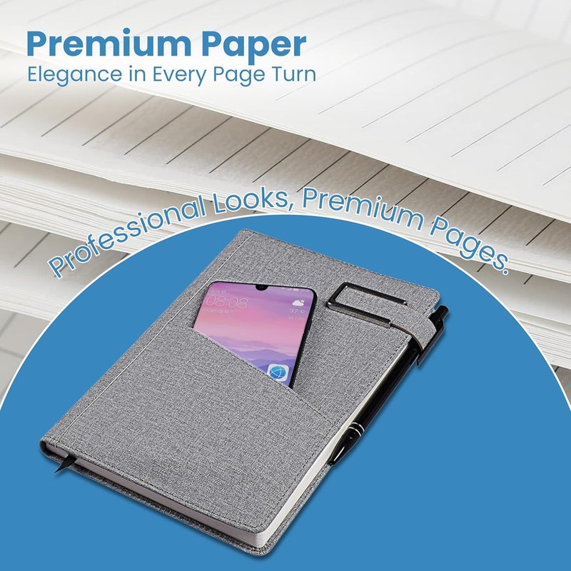Schmick A5 Notebook Diary for Men Women | Executive Professional Office Diary with Magnetic Flip Lock (220 Ruled Pages, 6 x 8.5 Inches, 80 GSM, Grey) - Image 4