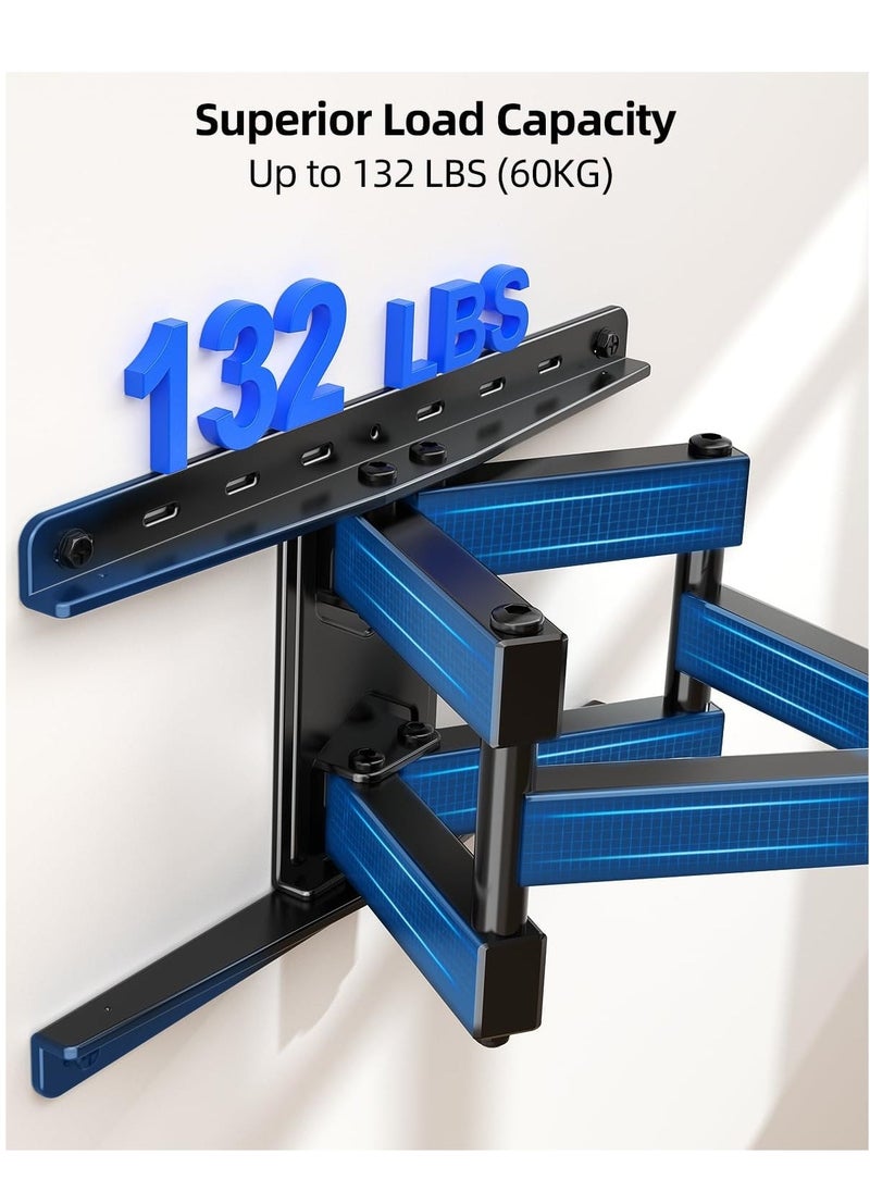 ELTRAZONE Swivel TV Wall Bracket for 32"-75" TVs – Full Motion TV Mount with ±60° Swivel, 5°/-15° Tilt, Max VESA 600x400mm, Load Capacity 132lbs/60kg, 15.2"/38.6cm Extendable Reach, HV6601 - Image 5