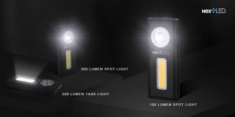 NextLED NT-6786 Rechargeable Slim Rechargeable LED Work Light. Clip on Pocket Flashlight, Cast Aluminum Body, Strong Magnet, Power Bank, IPX4 Waterproof, Spot & Flood Light 2 in 1, Repair/Outdoor - Image 2